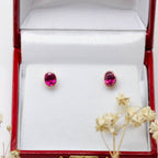 NEW 9ct Rose Gold Oval Ruby Stud Earrings - Jordans Jewellers