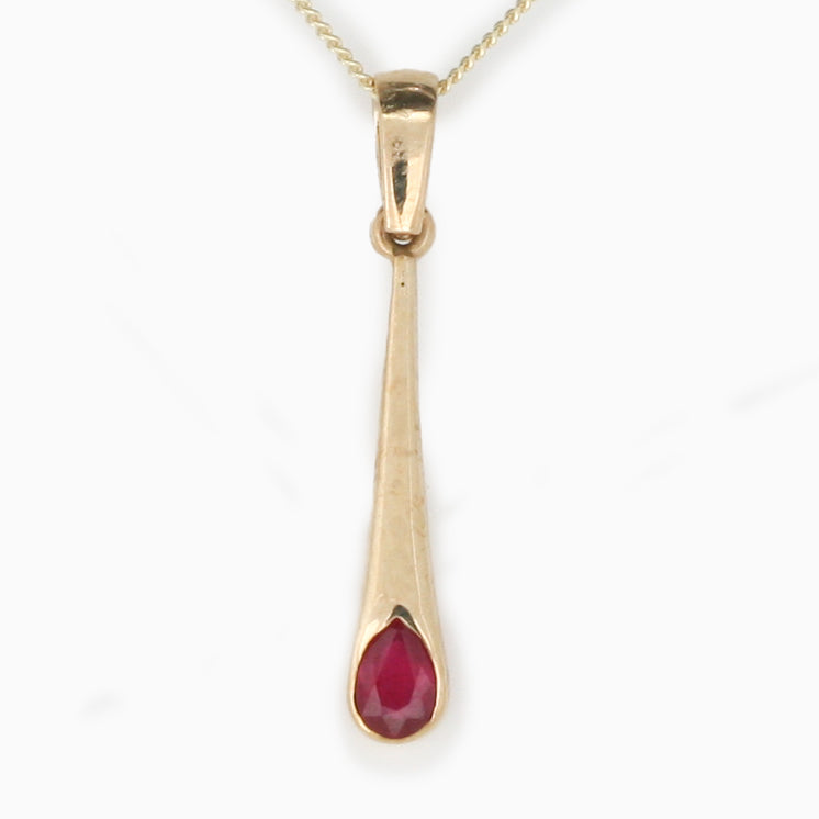 Single Stone Ruby Pendant Necklace