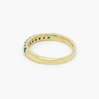 9ct Mixed Gold Emerald & Diamond Half Eternity Ring - Jordans Jewellers