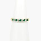 9ct Mixed Gold Emerald & Diamond Half Eternity Ring - Jordans Jewellers