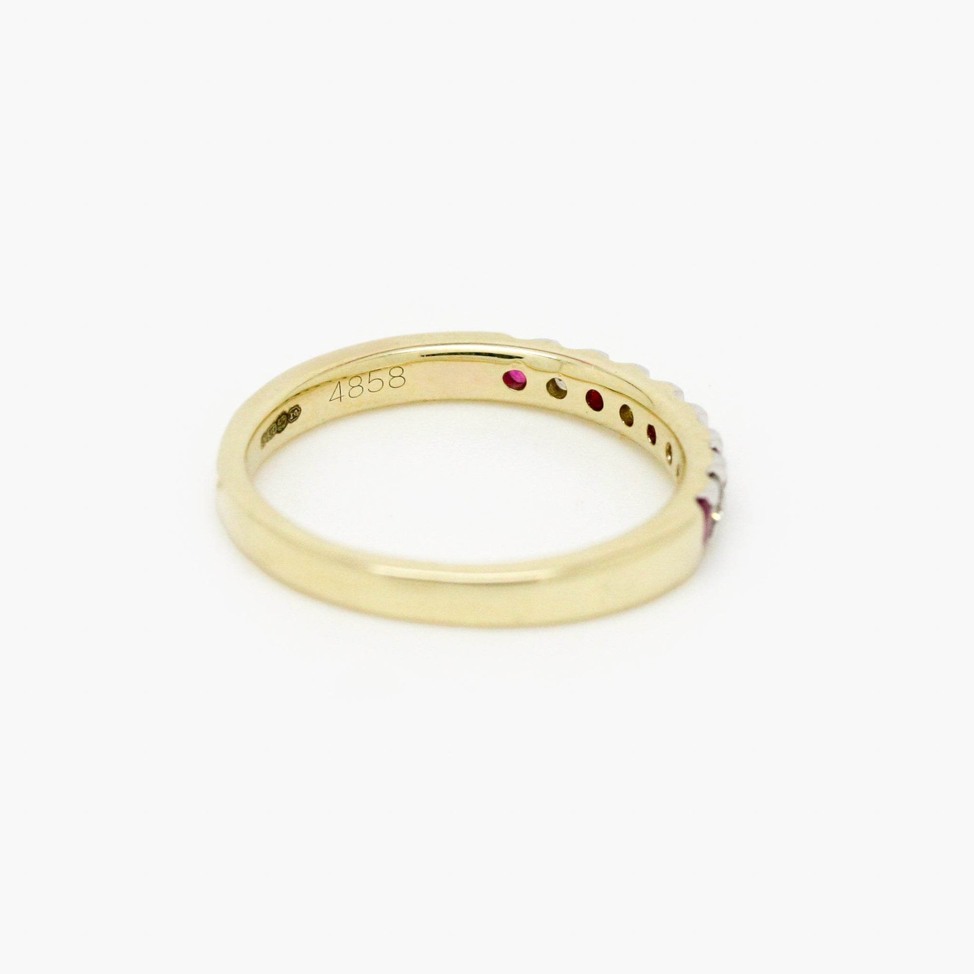9ct Mixed Gold Ruby & Diamond Half Eternity Ring - Jordans Jewellers