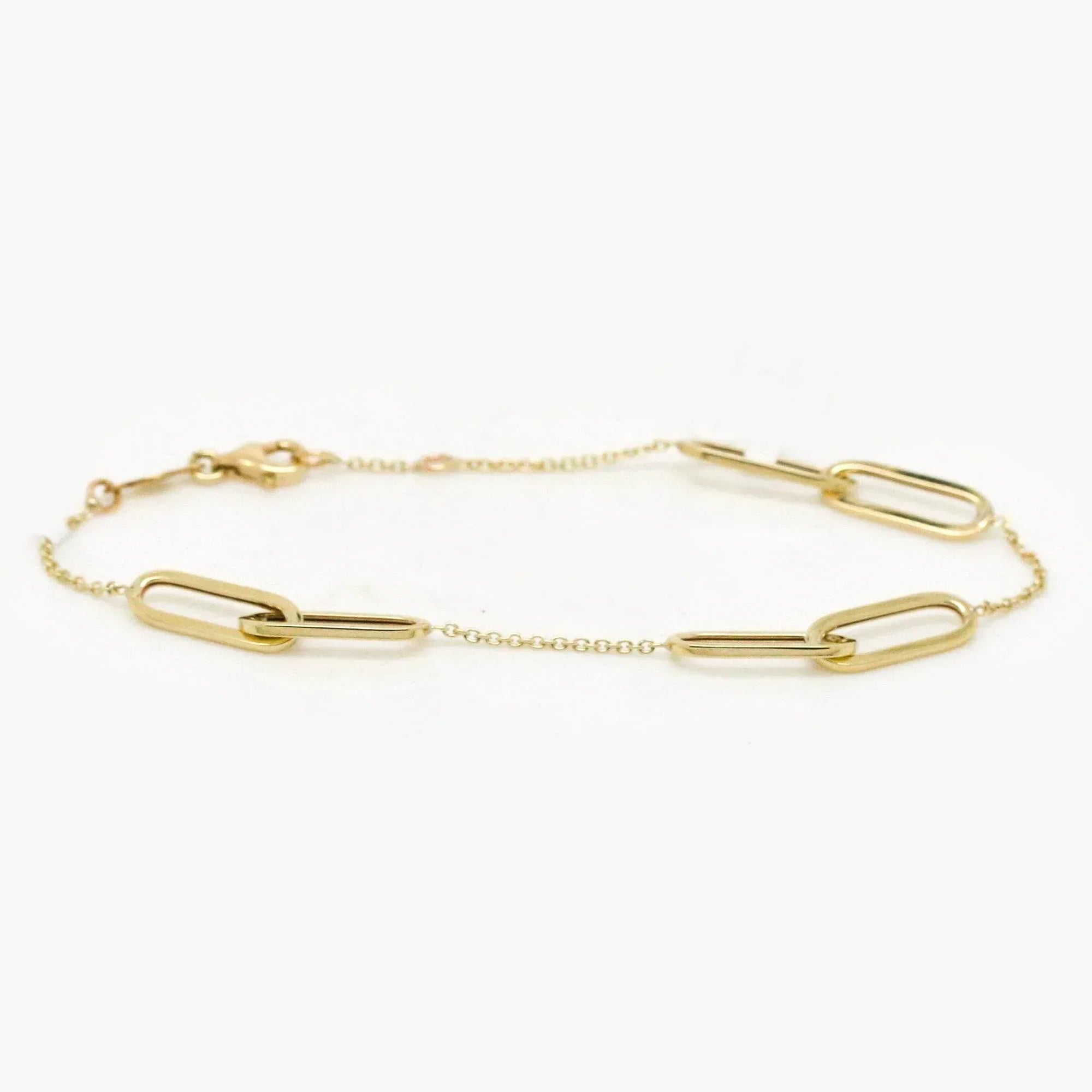 9ct Yellow Gold Double Oval Link Bracelet - Paperclip Set - Jordans Jewellers