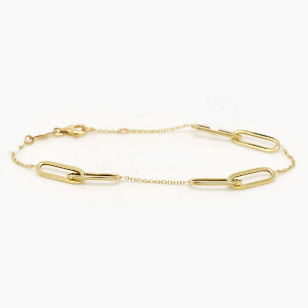 9ct yellow gold double oval link bracelet