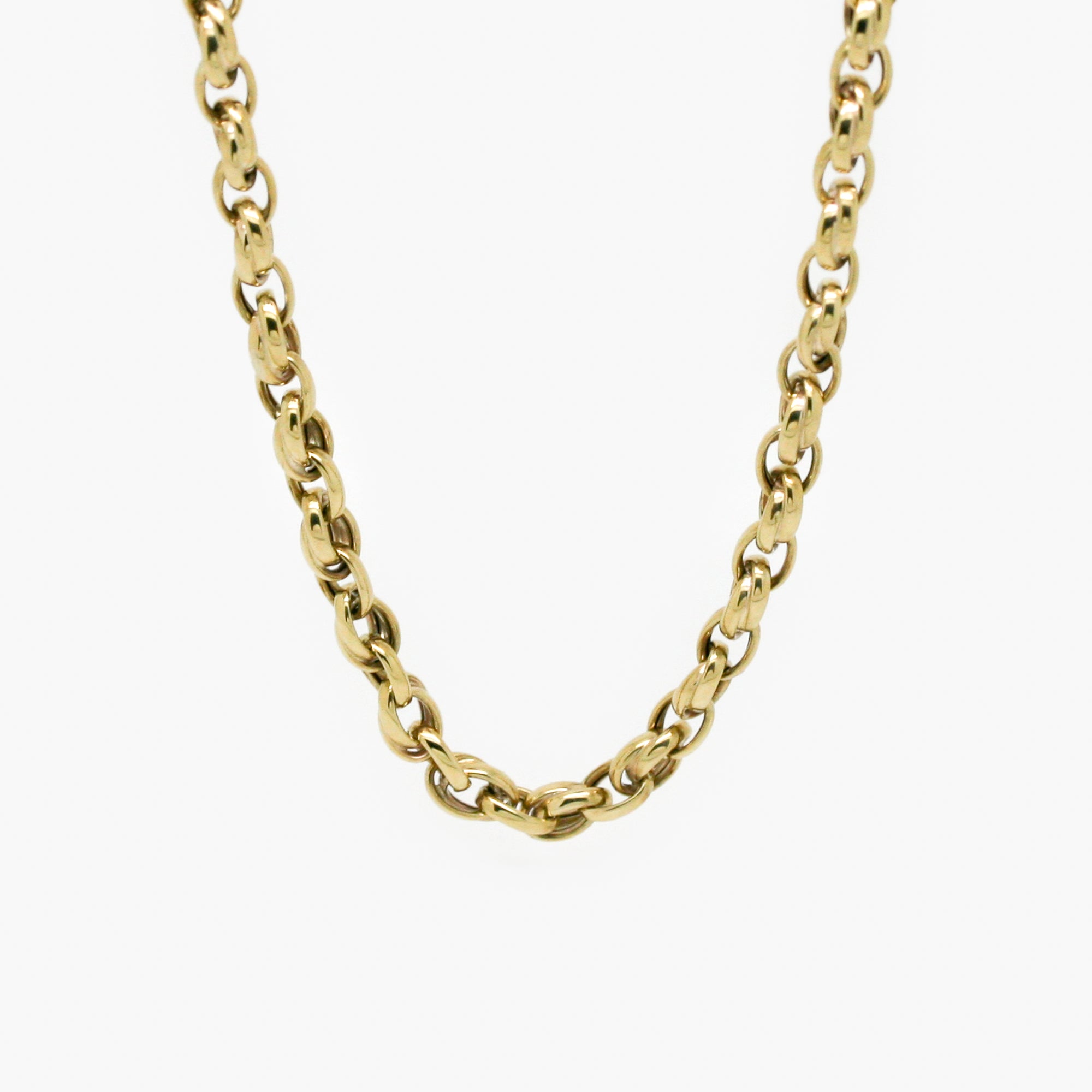 9ct Yellow Gold Single & Double Oval Links Necklace - 18" - Jordans Jewellers