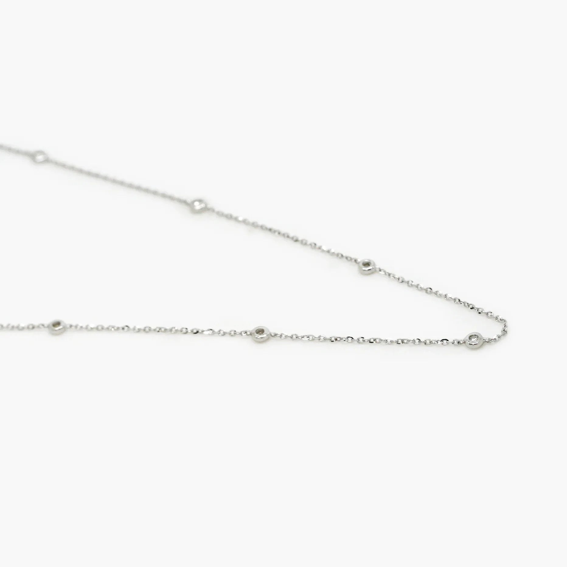 9ct White Gold Diamond Station Necklace - Jordans Jewellers