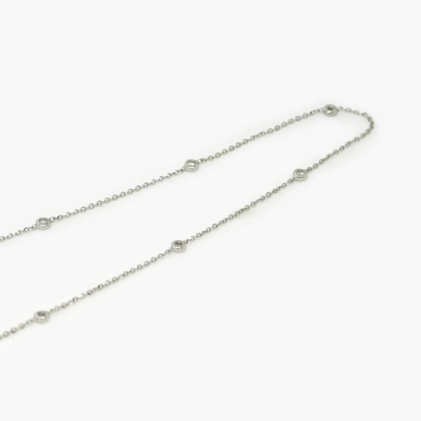 9ct White Gold Diamond Station Necklace - Jordans Jewellers