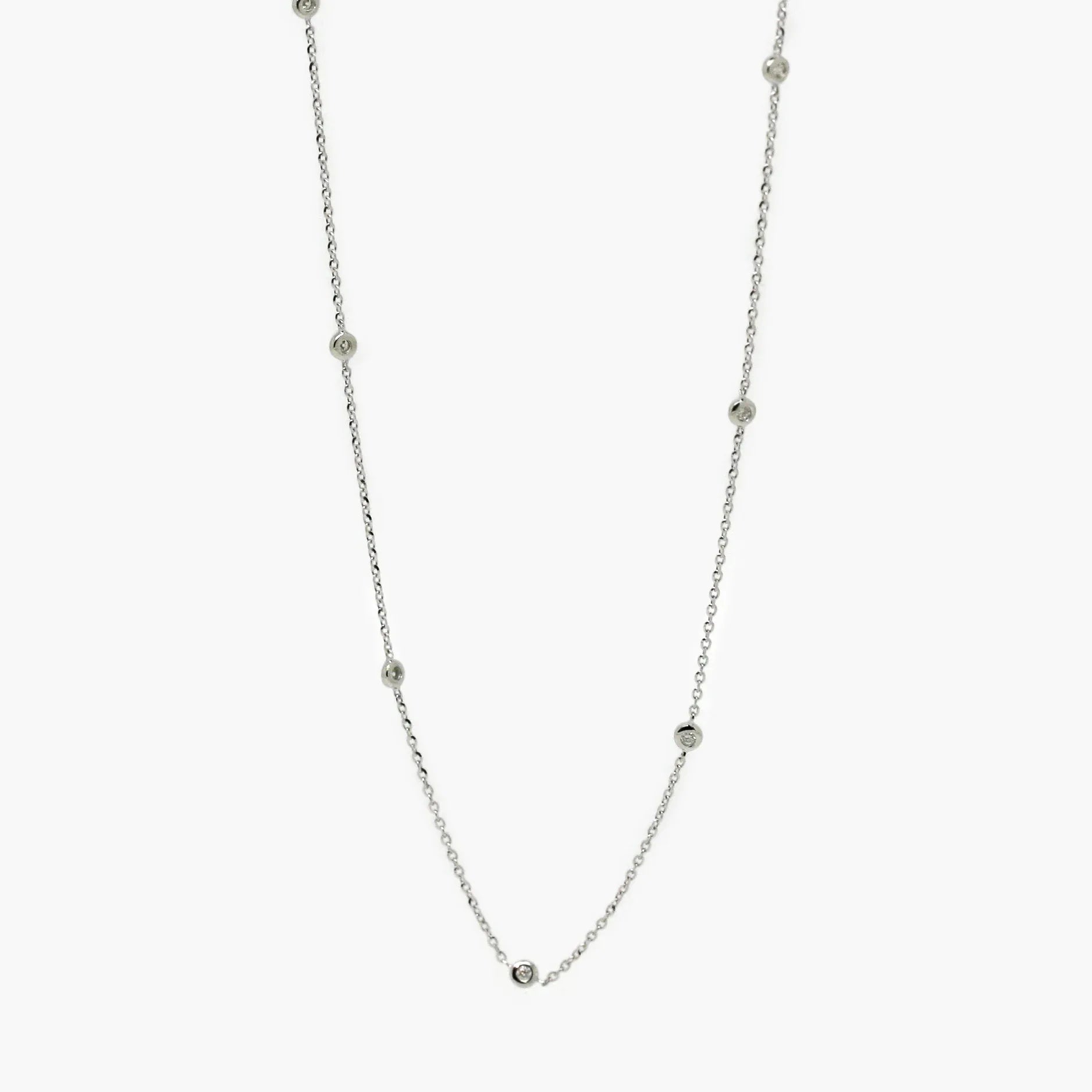 9ct White Gold Diamond Station Necklace - Jordans Jewellers