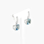 9ct White Gold Cushion Cut Blue Topaz Drop Earrings - Jordans Jewellers