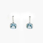 9ct White Gold Cushion Cut Blue Topaz Drop Earrings - Jordans Jewellers