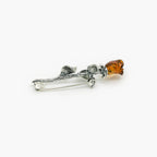 Amber Long Stem Rose Brooch - Jordans Jewellers