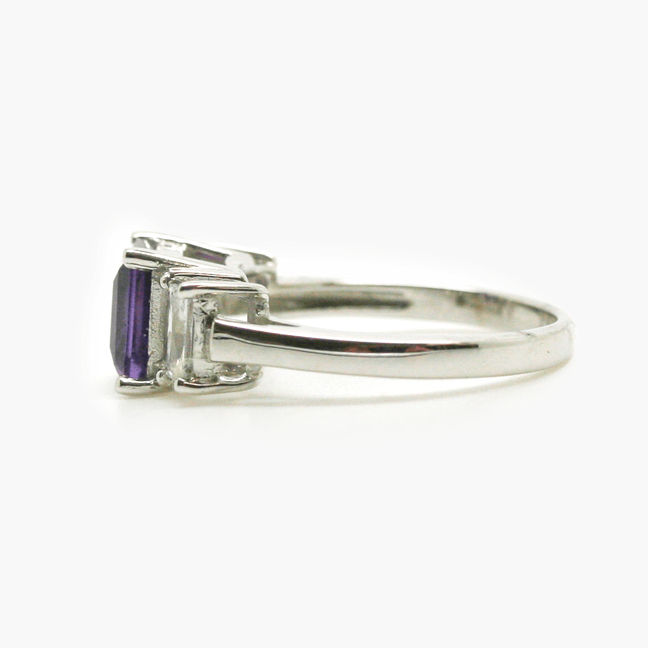 NEW 9 Carat White Gold Amethyst & Cubic Zirconia Ring - Jordans Jewellers