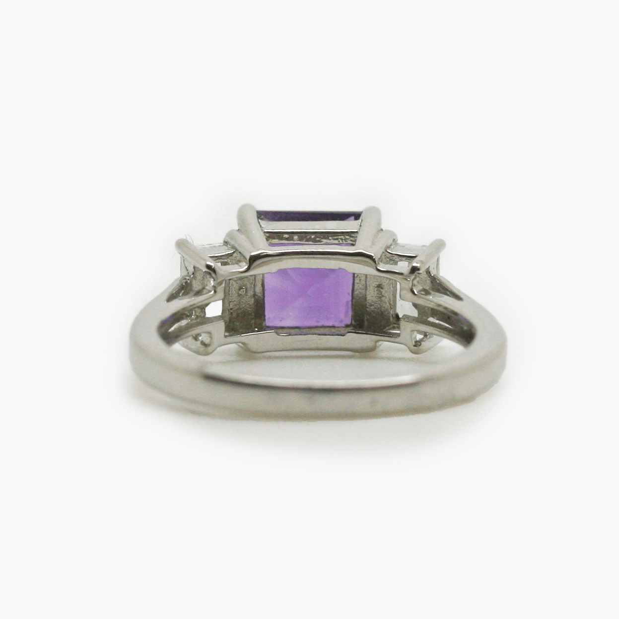 NEW 9 Carat White Gold Amethyst & Cubic Zirconia Ring - Jordans Jewellers