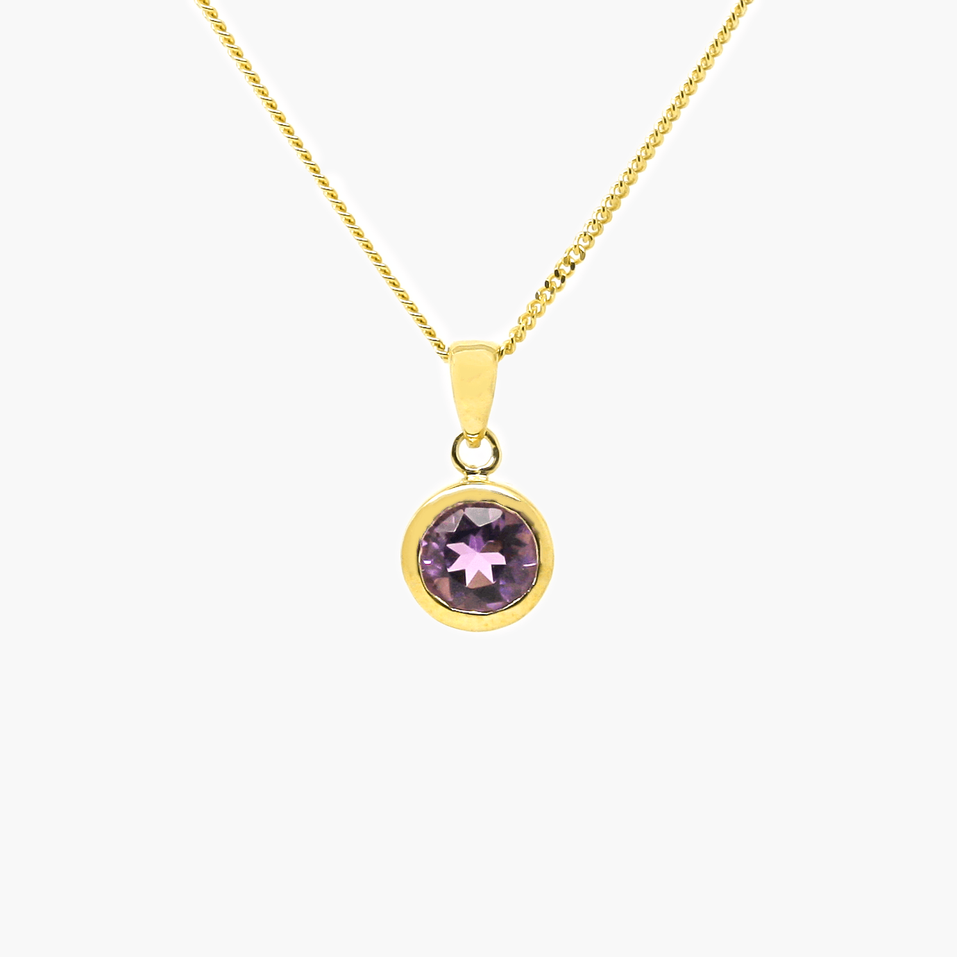 NEW 9 Carat Yellow Gold Amethyst Pendant - Jordans Jewellers