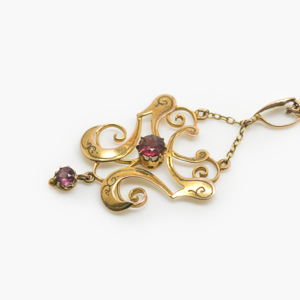 Antique Almandine Garnet Lavalier Necklace