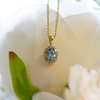 NEW 9 Carat Yellow Gold Aquamarine & Diamond Pendant Necklace