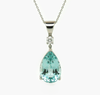 Aquamarine and Diamond Solitaire Pendant on a white background