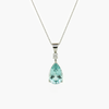 Aquamarine and Diamond Solitaire Pendant on a silver cable chain photograph