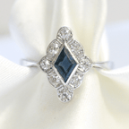 Antique Art Deco Sapphire & Diamond Platinum Ring - Jordans Jewellers