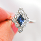 Antique Art Deco Sapphire & Diamond Platinum Ring - Jordans Jewellers