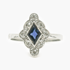 Antique Art Deco Sapphire & Diamond Platinum Ring - Jordans Jewellers