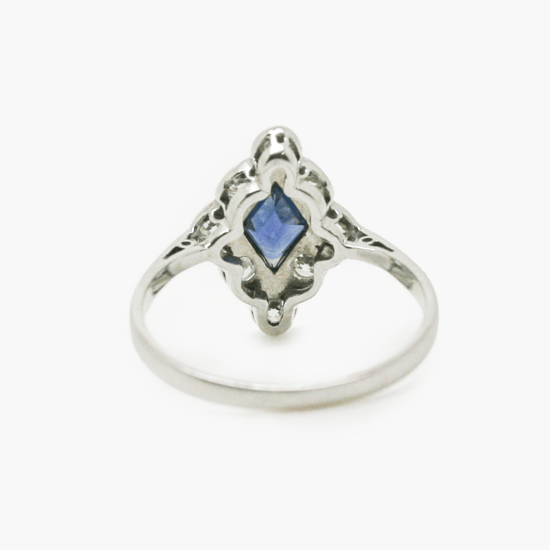 Antique Art Deco Sapphire & Diamond Platinum Ring - Jordans Jewellers