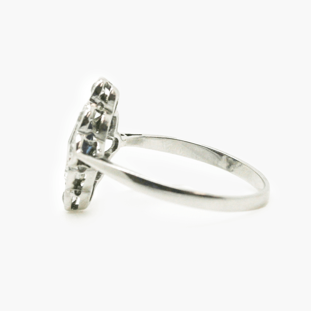 Antique Art Deco Sapphire & Diamond Platinum Ring - Jordans Jewellers