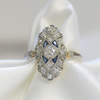 Art Deco 14 Carat Gold Sapphire & Diamond Ring