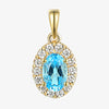 NEW 9ct Yellow Gold Swiss Blue Topaz and Diamond Cluster Pendant Necklace