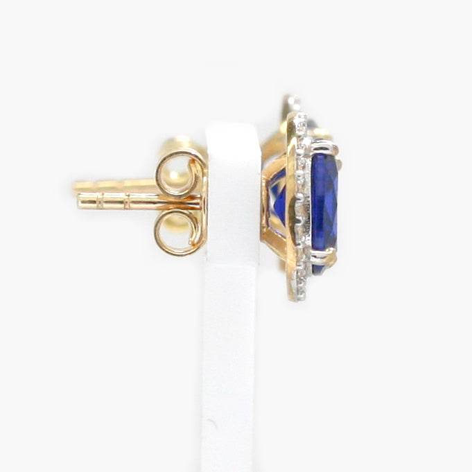 NEW 9 Carat Yellow Gold Blue & White CZ Earrings - Jordans Jewellers