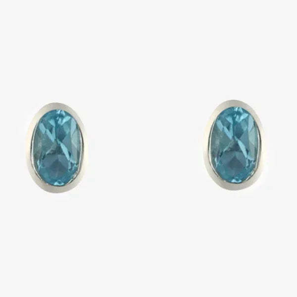 NEW Blue Topaz Silver Stud Earrings - Jordans Jewellers