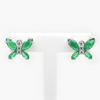 NEW Silver Green CZ Butterfly Earrings