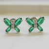 NEW Silver Green CZ Butterfly Earrings