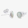 NEW Silver Round White Opalite Stud Earrings