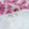 NEW Silver Round White Opalite Stud Earrings