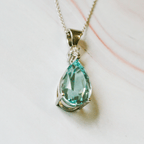 New 18 Carat White Gold Aquamarine and Diamond Solitaire Pendant - Jordans Jewellers
