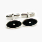 New Black Enamel Diamond cufflinks - Jordans Jewellers