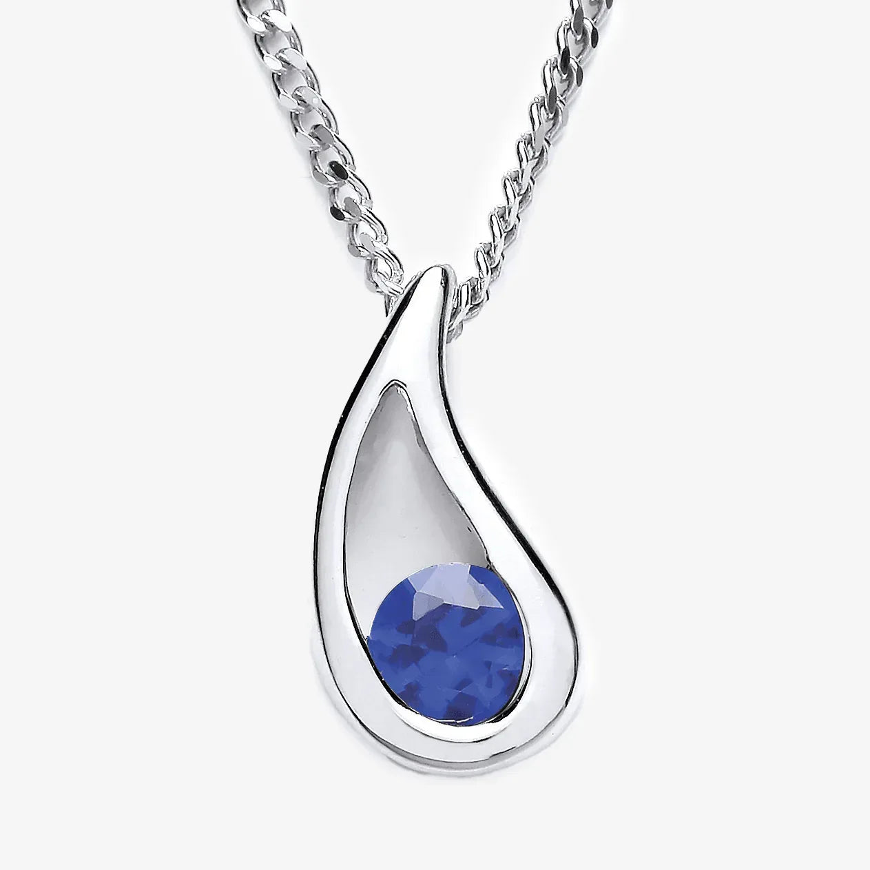 NEW Blue CZ Silver Pendant Necklace - Jordans Jewellers