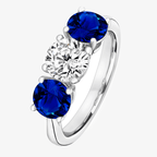 NEW Three Stone Blue & White Ring - Jordans Jewellers