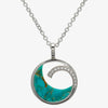 NEW Silver Rhodium Plated Turquoise & CZ Pendant Necklace