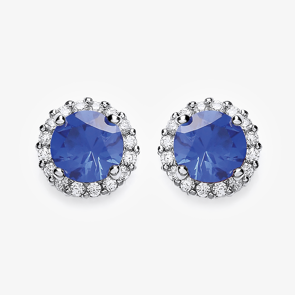 NEW Blue and White CZ Stud Earrings