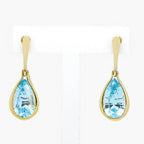 NEW 9 Carat Yellow Gold Blue Topaz Earrings - Jordans Jewellers