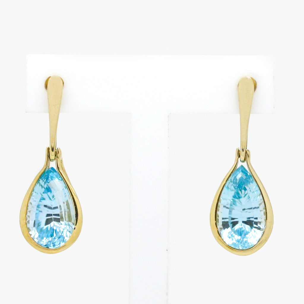 NEW 9 Carat Yellow Gold Blue Topaz Earrings