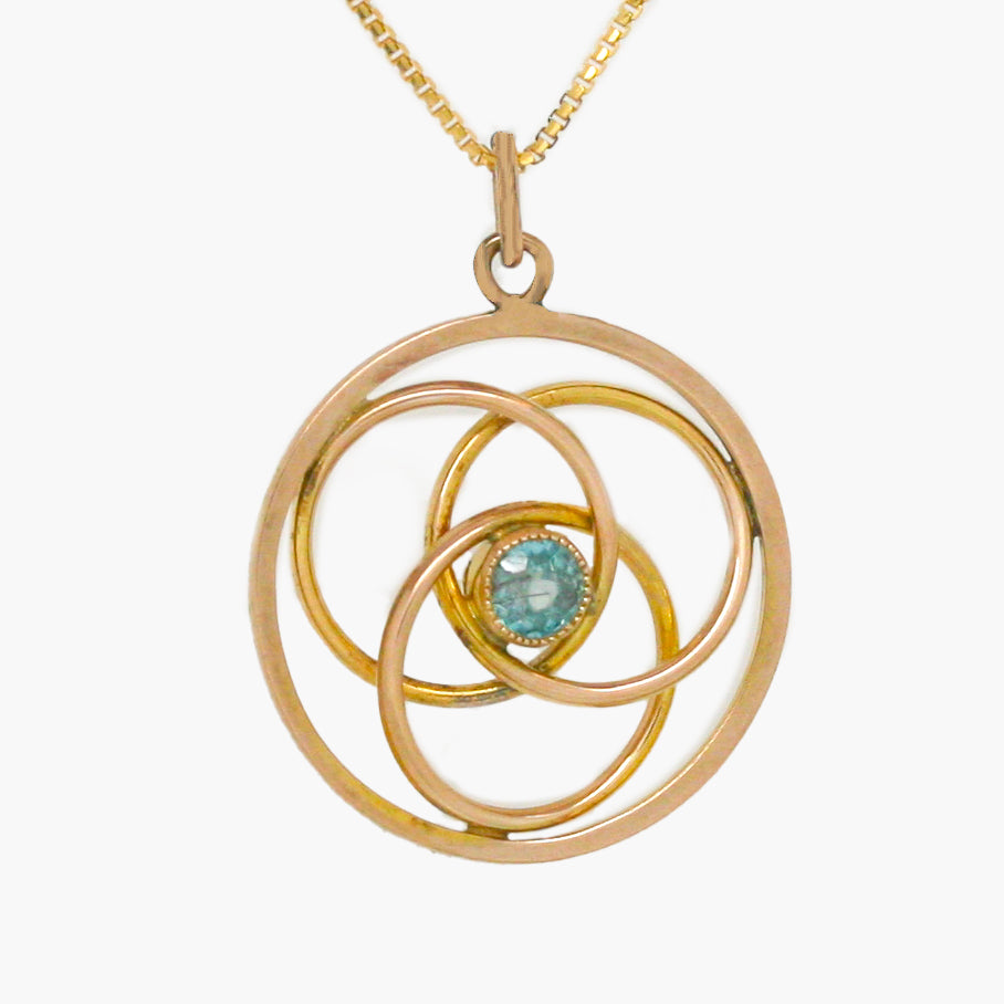 9 Carat Yellow Gold Blue Topaz Pendant Necklace