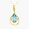 NEW 9 Carat Yellow Gold Blue Topaz Pendant Necklace