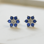 NEW Blue CZ Flower Earrings - Jordans Jewellers