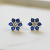 NEW Blue CZ Flower Earrings