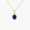 NEW 9 Carat Yellow Gold Blue & White CZ Pendant Necklace