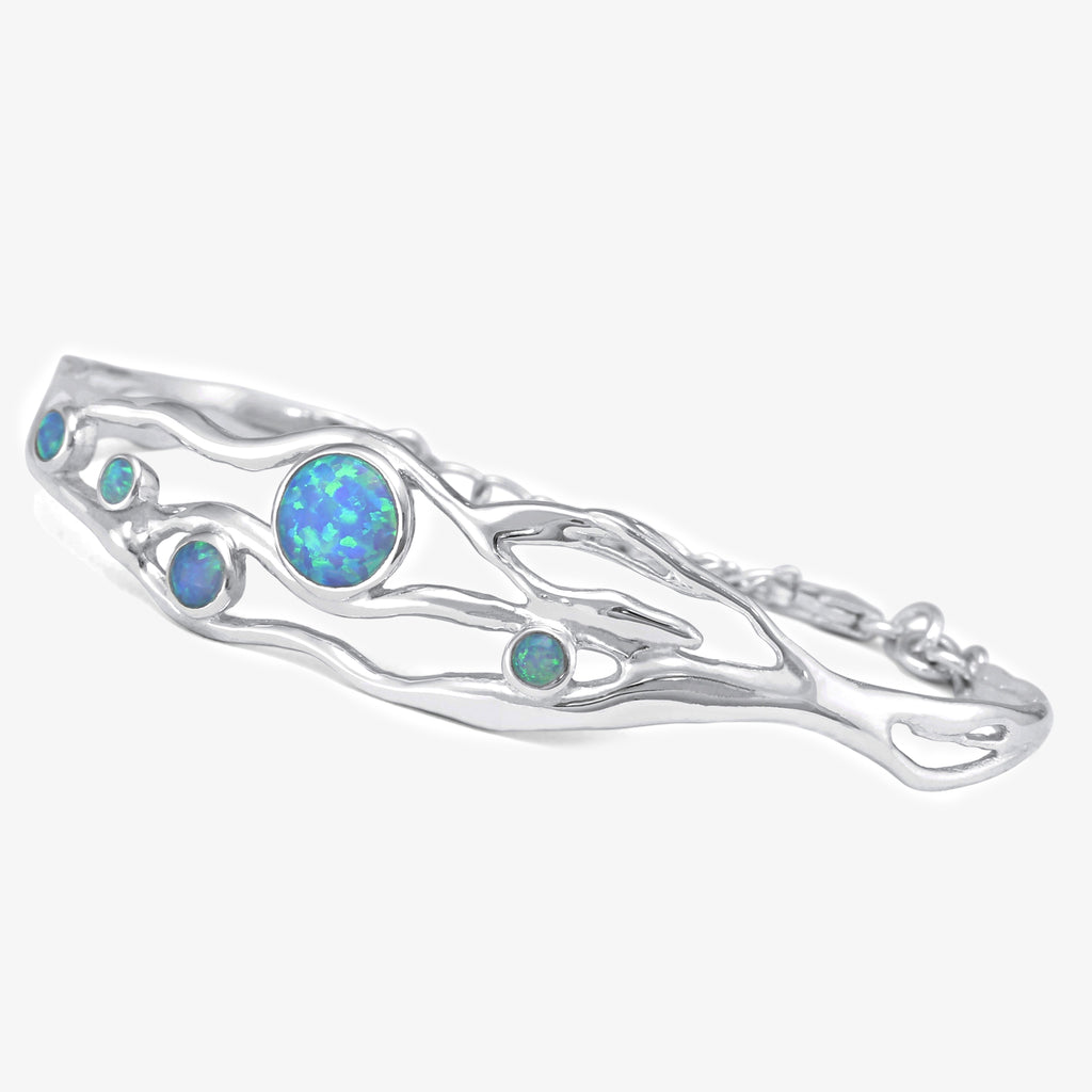 NEW Silver Bangle Dotted With Opalites