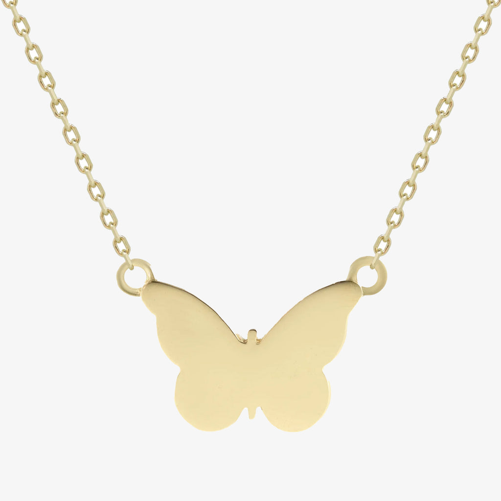 NEW 9ct Yellow Gold Butterfly Pendant on Fixed Chain