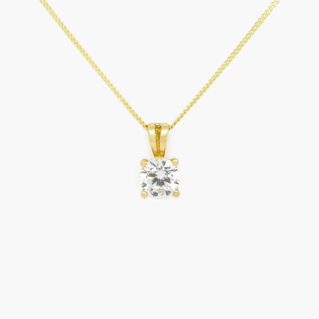yellow gold cz pendant and necklace